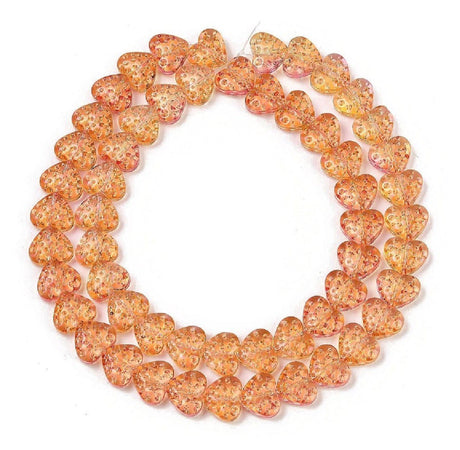 Hjerteformet Glasperler – Orange (13x15x7mm) - Uniq Perler - 115252