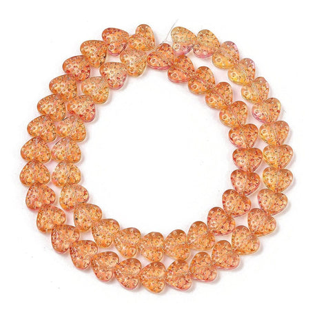 Hjerteformet Glasperler – Orange (13x15x7mm) - Uniq Perler - 115252