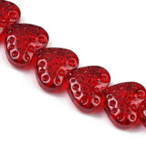 Hjerteformet Glasperler – Rød (13x15x7mm) - Uniq Perler - 115249