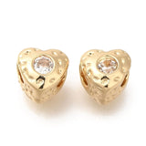 Hjerteformet Hamret Perler, 18K Forgyldt Messing, 4,5x5mm, 2 Stk. - Uniq Perler - 114157