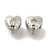 Hjerteformet Hamret Perler, Platin Messing, 4,5x5mm, (2 Stk.) - Uniq Perler - 114158