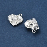 Hjerteformet Rose Vedhæng Med Zirkonia – 925 Sterling Sølv Belagt Messing (13,5x12,5x4mm) 2 stk. - Uniq Perler - 122605