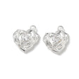 Hjerteformet Rose Vedhæng Med Zirkonia – 925 Sterling Sølv Belagt Messing (13,5x12,5x4mm) 2 stk. - Uniq Perler - 122605