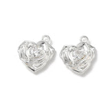Hjerteformet Rose Vedhæng Med Zirkonia – 925 Sterling Sølv Belagt Messing (13,5x12,5x4mm) 2 stk. - Uniq Perler - 122605