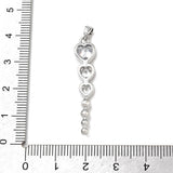 Hjerteformet Vedhæng Med Klar Zirkonia – Platin, Messing (36x7,5x3mm) - Uniq Perler - 125756