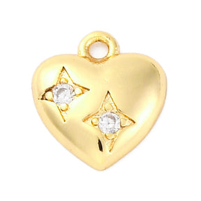 Heart-Shaped Pendant With Zirconia, 18K Gold-plated, 11.5x10.5mm - Uniq Perler - 918276