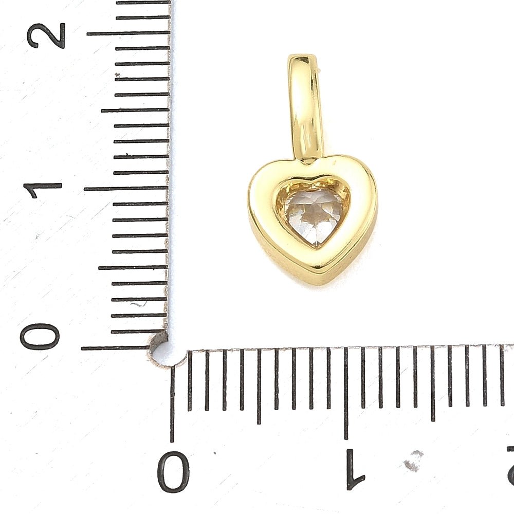 Hjerteformet Vedhæng Med Zirkonia – Langtidsholdbar 18K Forgyldt Messing (14x8x4mm) - Uniq Perler - 125743