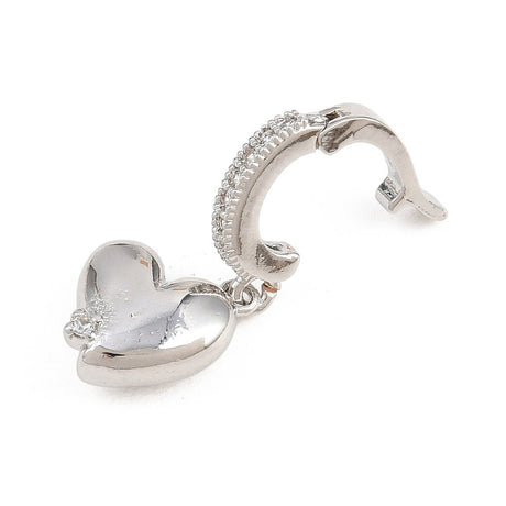 Hjerteformet Vedhæng Med Zirkonia – Platinbelagt Messing (23,5mm) 1 stk - Uniq Perler - 123972