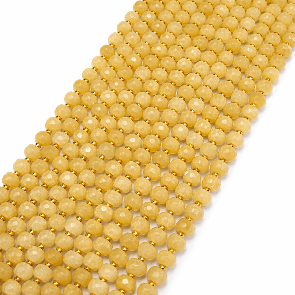 Honning Calcit Perler – Facetteret Rondel (6x8mm) - Uniq Perler - 118161