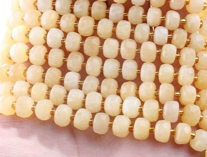 Honning Kalsit Perler – Facetteret Rondel (8x6-6,5mm) - Uniq Perler - 125564