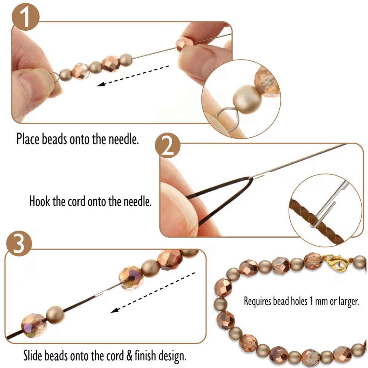 Hook Eye Needle - Lang Nål Med Krog Til Perler (25cm) - Uniq Perler - 558866