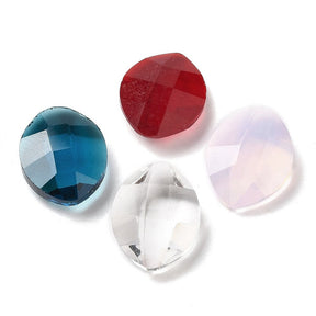 Horse Eye Rhinsten Cabochons – Farve Mix, Facetteret, (14x11mm), 6 stk. - Uniq Perler - 117520