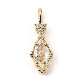 Horse Eye pendant, 18K gold-plated with zircon stones, (18.5x6.5x4.5mm) - Uniq Perler - 115490