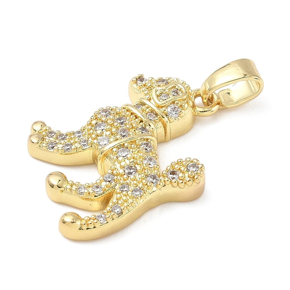 Hund med zirkonia sten (22x21x4,5mm) - Uniq Perler - 115556