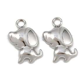 Dog Pendant – Steel (13.5x9.5x2.5mm) 2 pcs - Uniq Perler - 