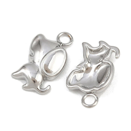 Hund Vedhæng – Stål (13.5x9.5x2.5mm) 2 stk - Uniq Perler - 