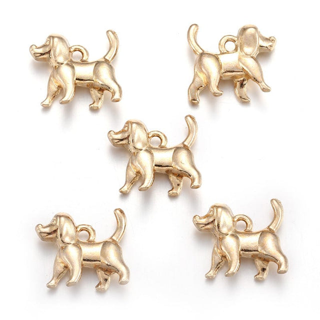 Hunde Vedhæng, Forgyldt, 14x16mm, 8 stk. - Uniq Perler - 114237