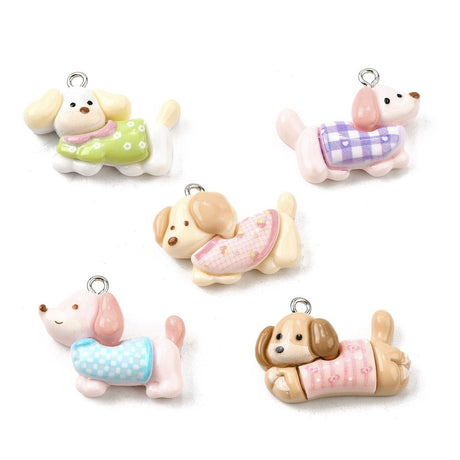 Hund Anhänger aus Harz – (ca. 26–28 mm) – 5 Stk. - Uniq Perler - 