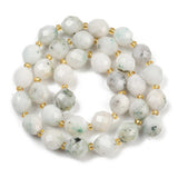 Hvid Afrikansk Opal – Facetteret Oval med Seed Beads (9x10mm) - Uniq Perler - 115766