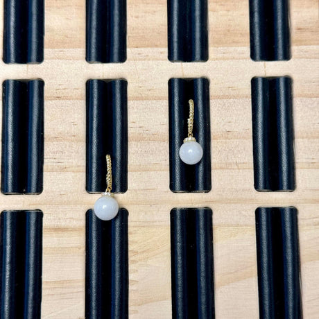 Hvid Jade, Topboret/Anboret, 8mm - Uniq Perler - 891394