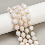 Hvid Månesten Perler – Facetteret Oval (9x10mm) - Uniq Perler - 115784