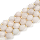 Hvid Månesten Perler – Facetteret Oval (9x10mm) - Uniq Perler - 115784