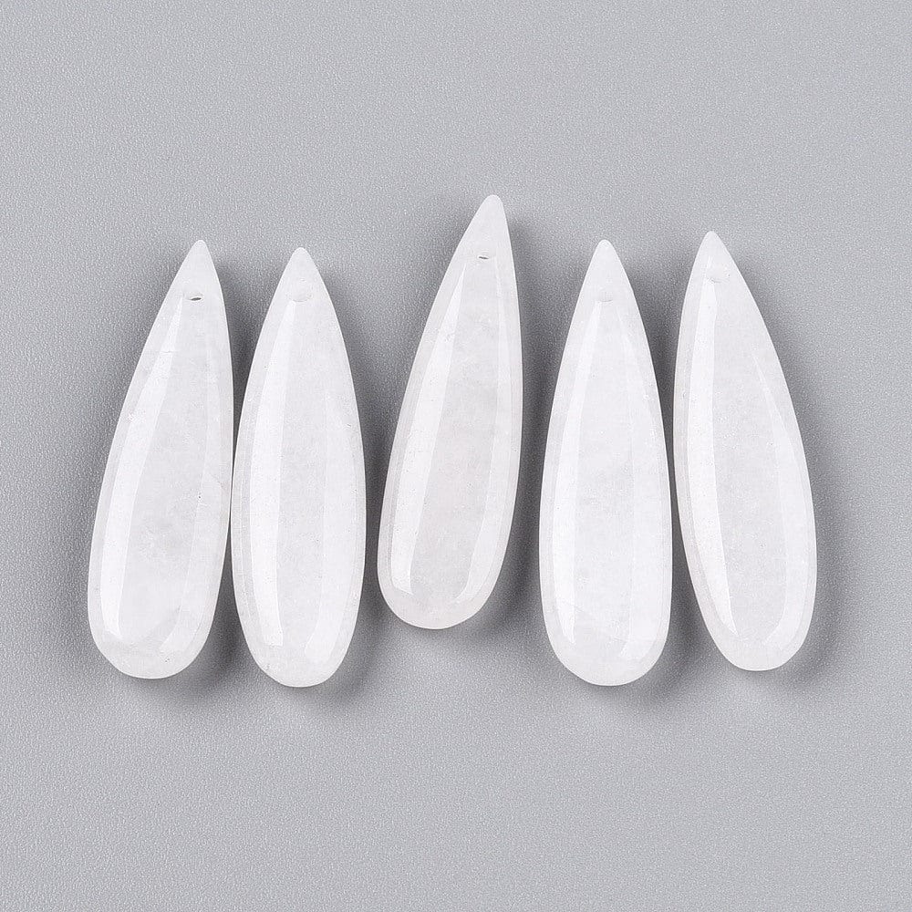 Hvide Jade - Dråbeformet, Natursten (34–36mm) - Uniq Perler - 115659