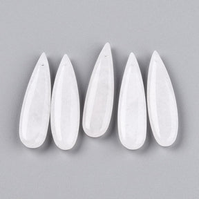 White Jade - Teardrop-shaped, Natural Stone (34–36mm) - Uniq Perler - 115659