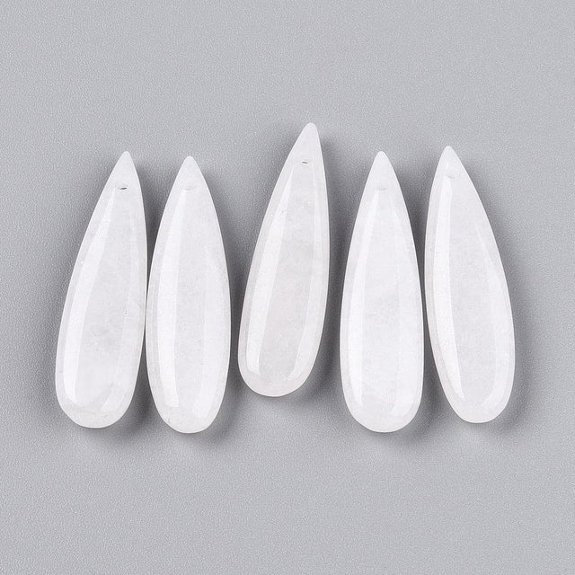 Hvide Jade - Dråbeformet, Natursten (34–36mm) - Uniq Perler - 115659