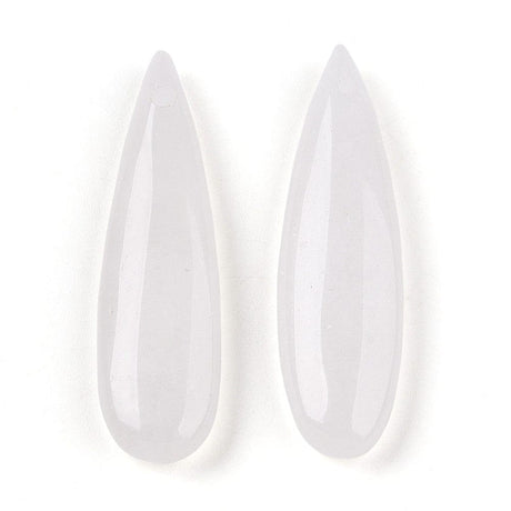 Hvide Jade - Dråbeformet, Natursten (34–36mm) - Uniq Perler - 115659