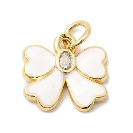 Hvidt Sløjfe Vedhæng – Zirkonia og Emalje (11x14,5mm) - Uniq Perler - 117313