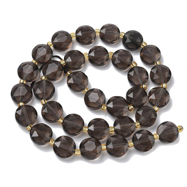 Ice Obsidian Perler – Fasettert Sekskantet Flat Rund (10–11mm) - Uniq Perler - 117285