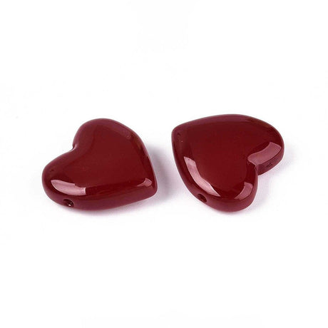 Imiteret Jade Glasperler – Hjerte, Rød (24x9mm) 2 stk. - Uniq Perler - 