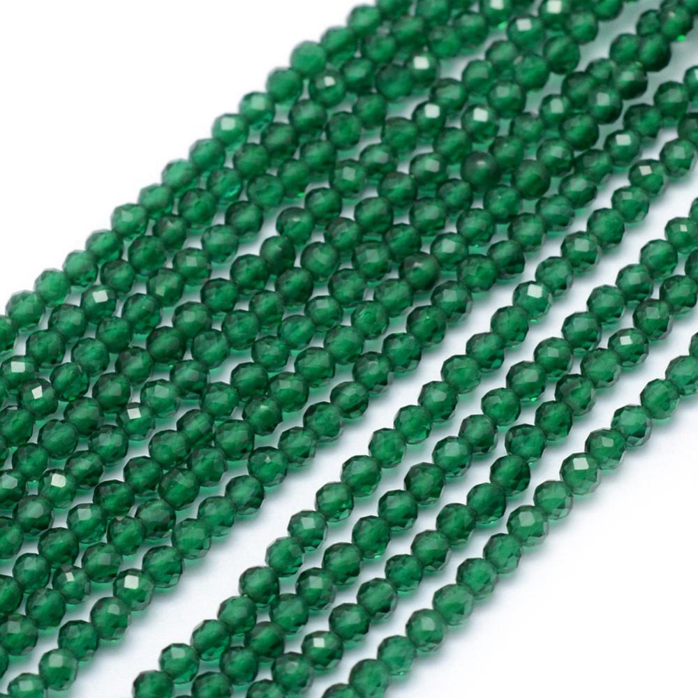 Imiteret Smaragd Perler – Grøn, Facetterede, Runde (2~3mm) - Uniq Perler - 126021