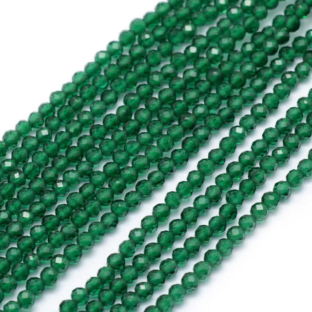 Imiteret Smaragd Perler – Grøn, Facetterede, Runde (2~3mm) - Uniq Perler - 126021