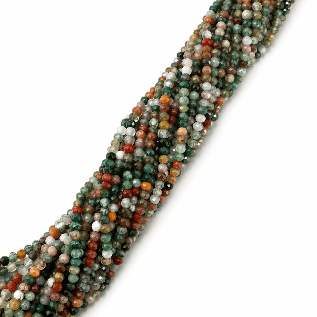 Indian Agat Perler – Facetterede Rondel (2x2mm) - Uniq Perler - 122438