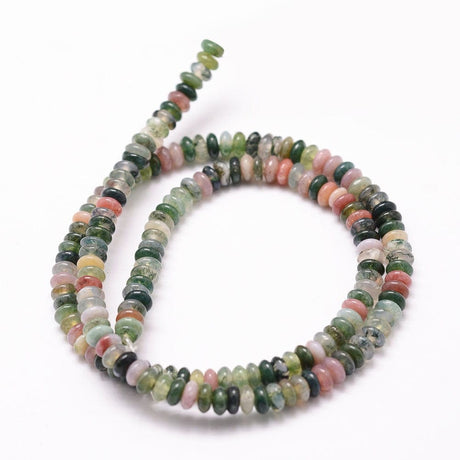 Indian Agat Perler – Grøn Mix, Rondel (2x4mm) - Uniq Perler - 284719