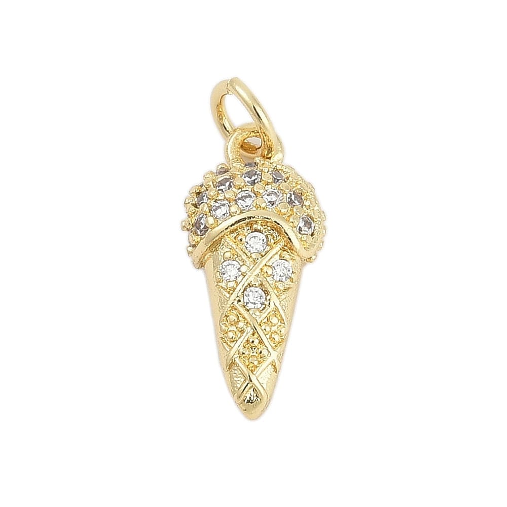 Is vedhæng Med Zirkonia Sten, 18K Langtidsholdbar Forgyldt, 7,5x16,5x4mm - Uniq Perler - 114525