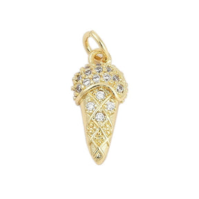 Er anheng Med Zirkonia Stein, 18K Langvarig Forgylt, 7,5x16,5x4mm - Uniq Perler - 114525