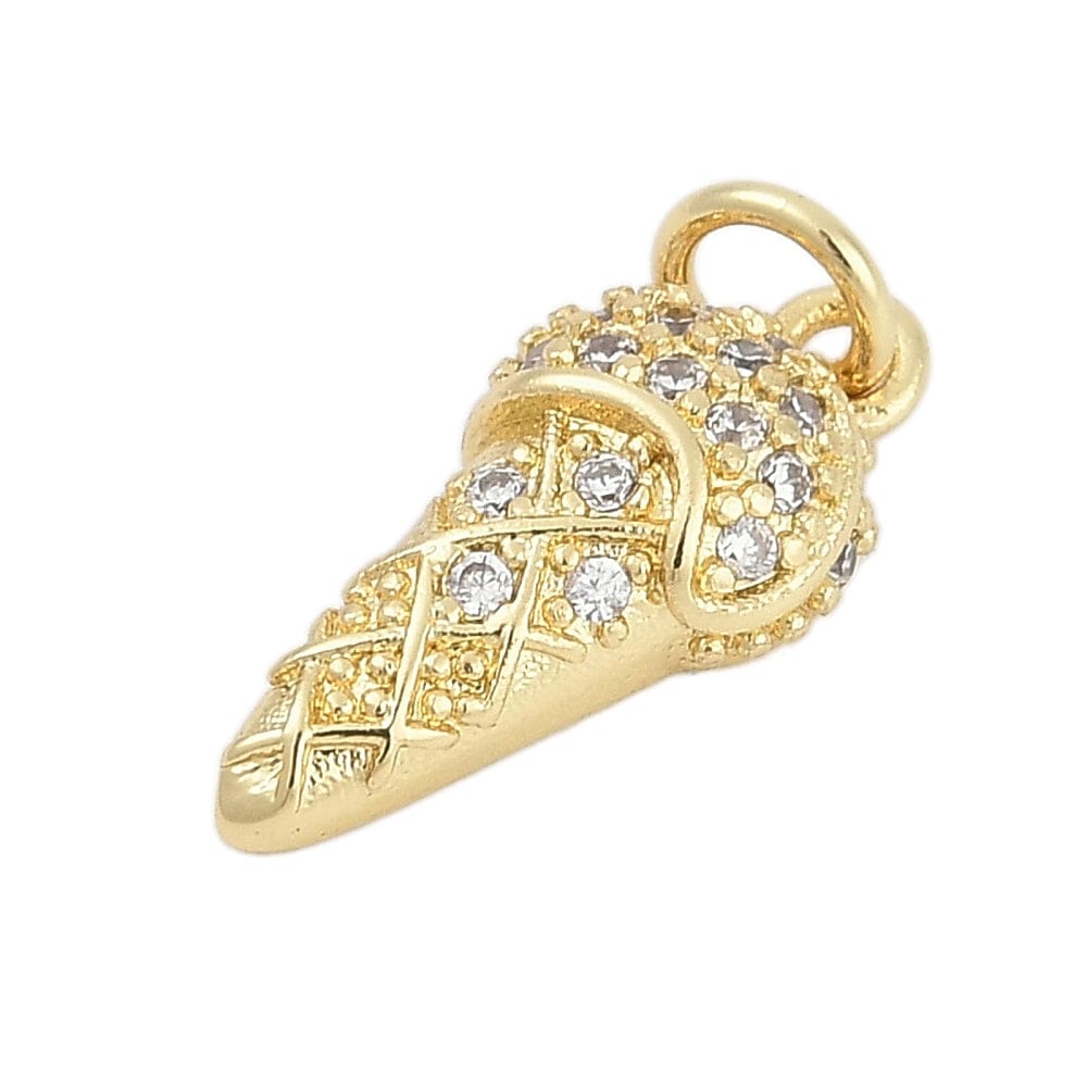 Is vedhæng Med Zirkonia Sten, 18K Langtidsholdbar Forgyldt, 7,5x16,5x4mm - Uniq Perler - 114525