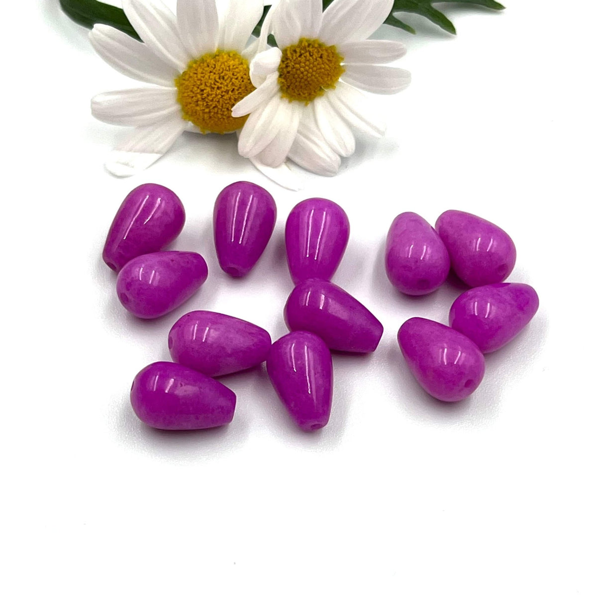 Jade Dråber, 12x8mm, 2 Stk - Uniq Perler - 65457