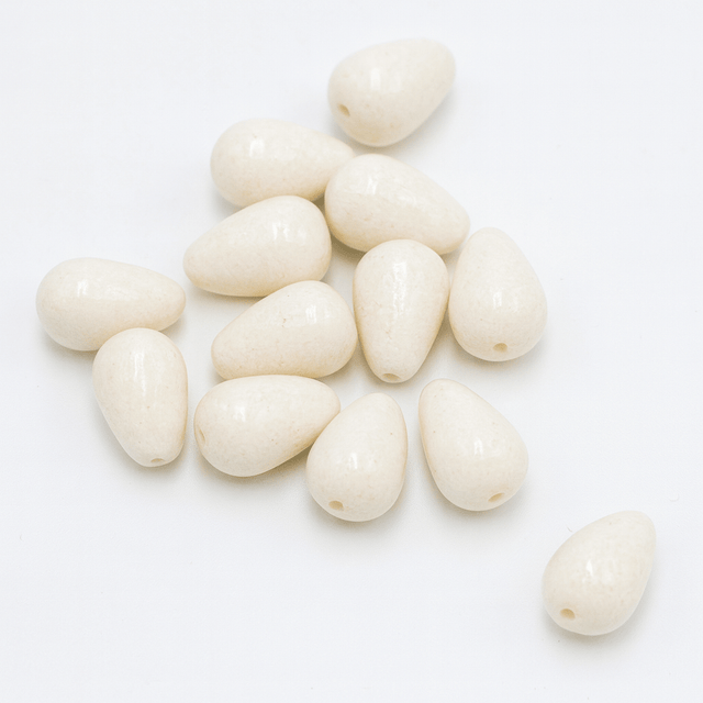 Jade Dråber, Hvide (15x10mm, 2 Stk) - Uniq Perler - 