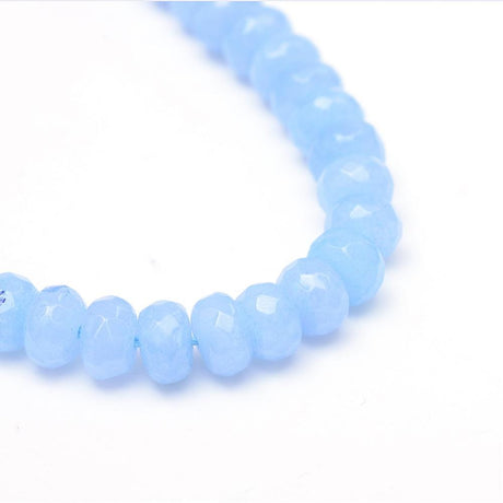 Jade, Facetteret, Rondel, Blå, (6x4mm) - Uniq Perler - 8578431669