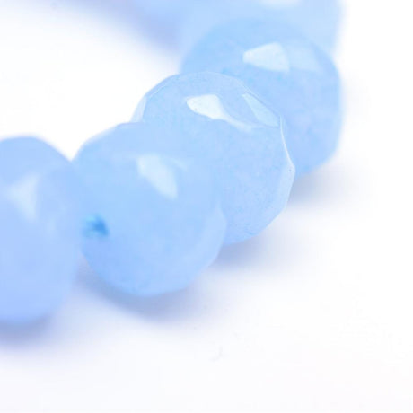 Jade, Facetteret, Rondel, Blå, (6x4mm) - Uniq Perler - 8578431669