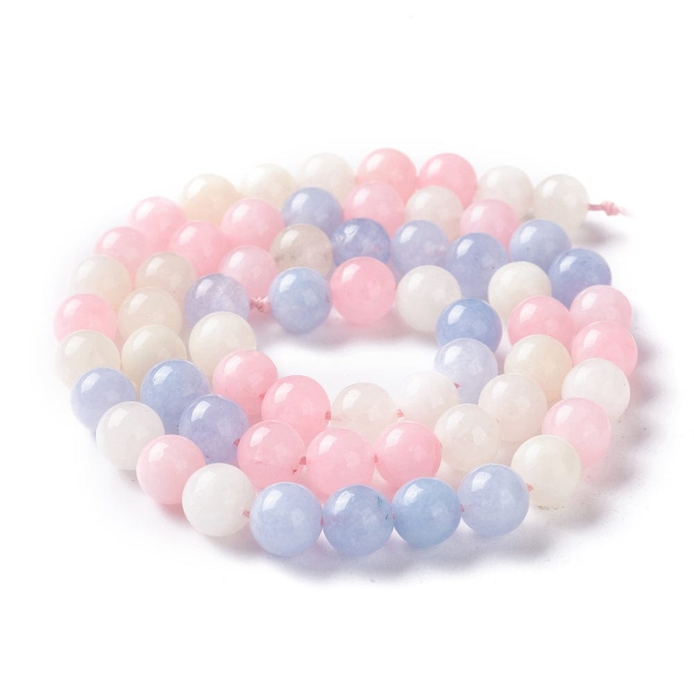 Jade Lookalike Morganit, Rosa/Blå Pastel Mix, 6mm - Uniq Perler - 111310