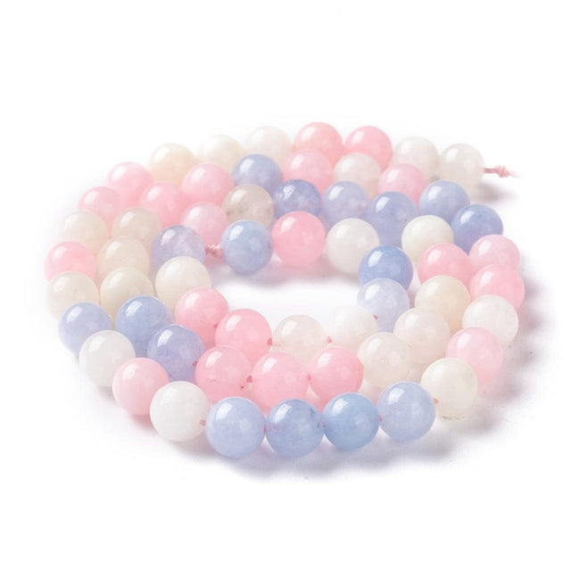 Jade Lookalike Morganit, Rosa/Blå Pastel Mix, 6mm - Uniq Perler - 111310