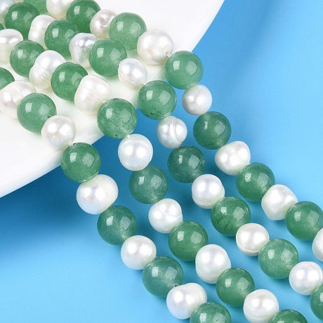 Jade Og Ferskvandsperler – Grøn, Runde Og Potato (8mm) - Uniq Perler - 126221