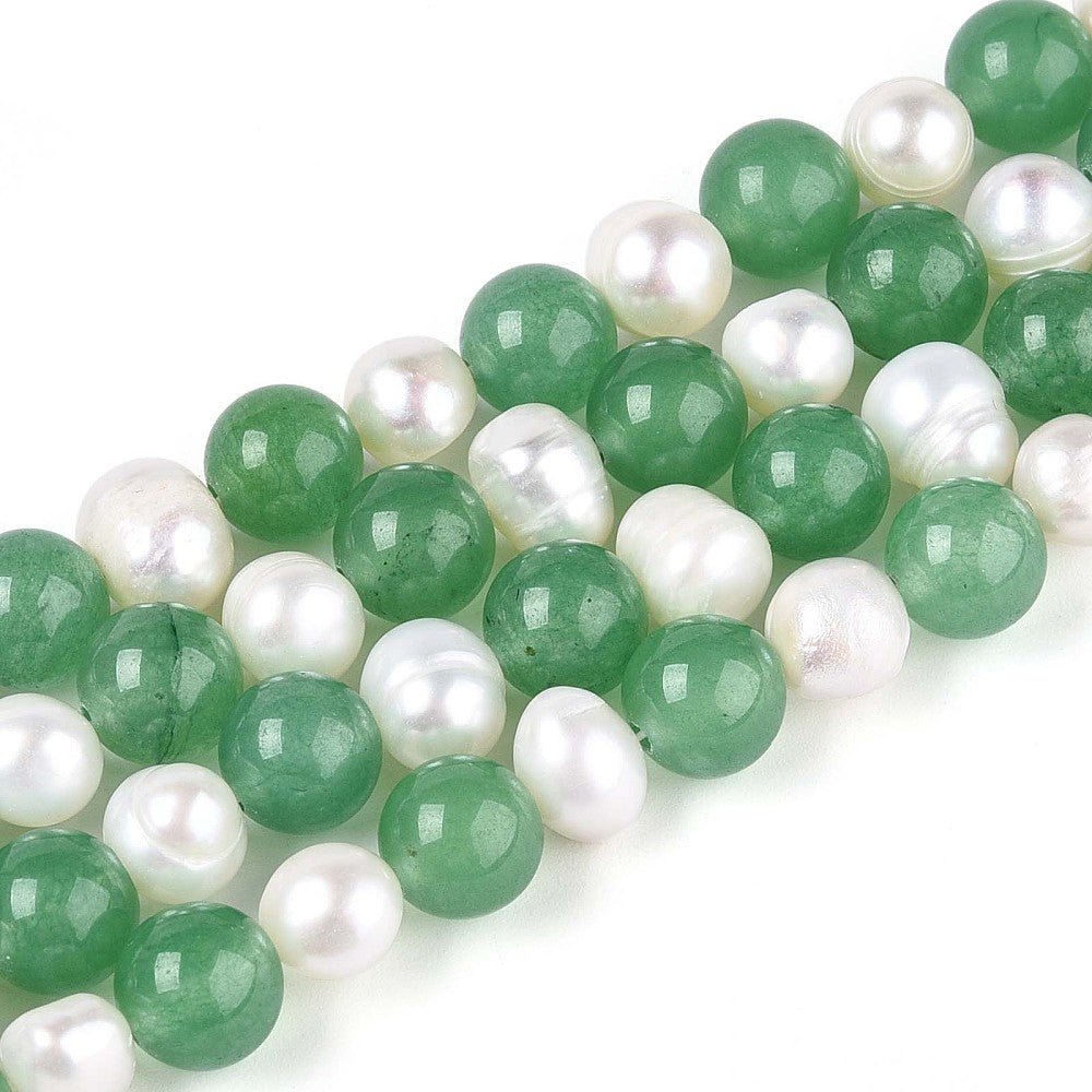 Jade Og Ferskvandsperler – Grøn, Runde Og Potato (8mm) - Uniq Perler - 126221