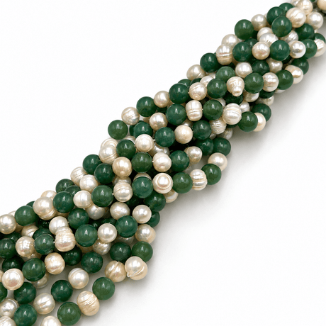 Jade Og Ferskvandsperler – Grøn, Runde Og Potato (8mm) - Uniq Perler - 126221