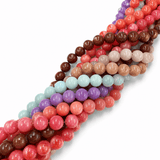 Jade Perler, Assorteret Farver, 10mm, (10 Strenge) - Uniq Perler - 0001489186